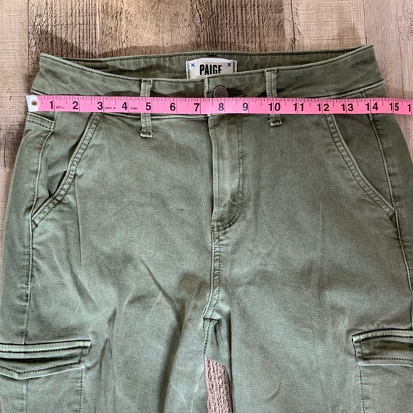 PAIGE Jolie Khaki Green Slim Cotton Cargo Ankle Utility Pants SZ 26 - Picture 13 of 15